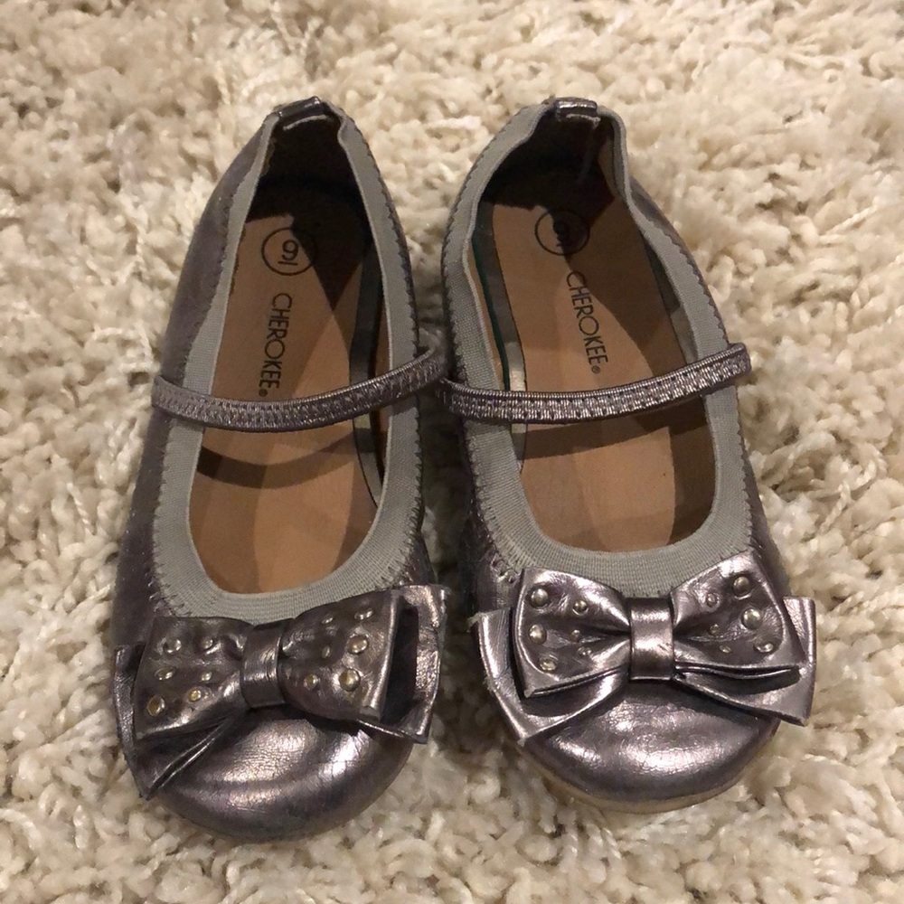 Toddler Girls Pewter Grey Dress Shoes Size 9